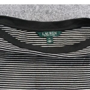Lauren Ralph Lauren PL Petite Large Striped Black White Top Shirt